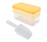 ANKROYU Silicone Ice Cube Trays with Lid and Scoop Premium Food Grade Non Toxic Easy Release Ice Making Molds for Cocktails Whiskey Soda Coffee 2 Layers 64 Cubes Storage Bin (Giallo)
