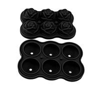 ANKROYU Silicone Rose Ice Cube Tray Premium 6 Rose Shaped Ice Ball Molds For Cocktail Whiskey Champagne BPA Dishwasher Safe Home Bar Party Accessory (Nero)