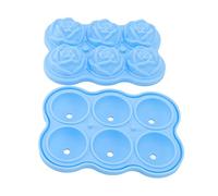 ANKROYU Silicone Rose Ice Cube Tray Premium 6 Rose Shaped Ice Ball Molds For Cocktail Whiskey Champagne BPA Dishwasher Safe Home Bar Party Accessory (Cielo blu)