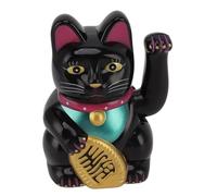 ANKROYU Solar ad ondata con la fortuna Fortune Decorazione per gatti da 5 pollici di plastica carina MANEKI NEKO per la casa Destinata Dashboard Dashboard Presente (Nero)