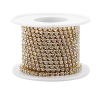 ANKROYU SS12 Catena di strass di Rotolo da 5 metri Premium scintillante Gioielli di moda fai da te Finiture per abiti da sposa Costumi Accessori da sposa Oro Argento (Oro)