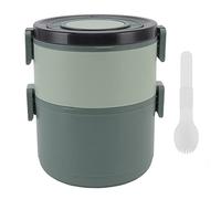 ANKROYU Stackable Lunch Box 1600ml 2 Tier Large Capacity Food Grade Plastic Heat Preserving Leakproof Microwave Safe Container for Adults Office School (Pasta di fagioli verdi)