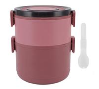 ANKROYU Stackable Lunch Box 1600ml 2 Tier Large Capacity Food Grade Plastic Heat Preserving Leakproof Microwave Safe Container for Adults Office School (Xiya rosso)
