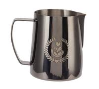 ANKROYU Tazza professionale per caffè Art da 350 ml, bricco per schiumare il latte in acciaio inossidabile con bocca appuntita e manico grande per baristi domestici e caffetterie (Nero)