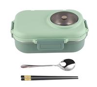 ANKROYU Thermal Lunch Box 1100ml Insulated Box Double Layer 3 Grid Leakproof Stainless Steel Food Container for Office School Adults Kids BPA 304 Steel with Chopsticks Spoon Soup (Verde)