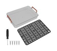 ANKROYU Vassoio da tè rettangolare Scolapiatti a doppio strato Vassoio da tè in plastica resistente ed elegante per feste Tavolino da per uso interno ed esterno (Grigio di piccola dimensione)