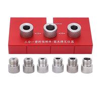 ANKROYU Wood Doweling Jig Drill Guide, 3 in 1 Aluminum Locator with 6 Bushings, Hole Puncher Positioning Tool for Carpentry (red)