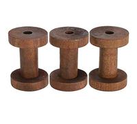 ANKROYU Wooden Sewing Bobbins Vintage Thread Spools Craft Organizer for DIY Sewing Knitting Dark Brown 3Pcs 6x4.2cm