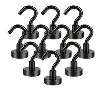 Anksixx Gancio Magnetico, 10PCS Potente Neodimio Magnete Gancio, 16mm Ganci Magnetici Ultra Forte, Magnete con Gancio per Cucina Camera da letto Bagno Armadietti Calamita da frigo (Nero)