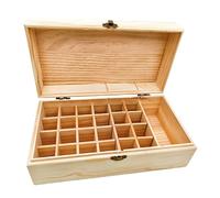 Anktily 25 scomparti in legno grezzo con coperchio, 27,5 x 15 x 10,5 cm, scatola in legno non verniciato per piccoli ricordi, gioielli, porta bustine di tè