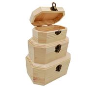 Anktily Confezione da 3 forzieri in legno, 3 dimensioni non rifinite, custodia in legno non rifinito con chiusura e coperchio incernierato, scatola organizer per fai da te per conservare i ricordi