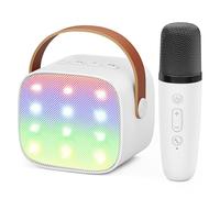 Ankuka Karaoke Bluetooth Karaoke Bambini con 1 Microfono Cassa Bluetooth Portatile con Luci LED Regalo per Bambini Giocattolo Cambia Voce Bianco
