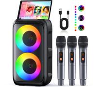 Ankuka Karaoke con Microfono (2026 Ultimo Modello) | Cassa Bluetooth con 3 Microfoni per Adulti e Bambini | Supporta TV/Smartphone/iPad/TWS/AUX/USB/FM | Per Party, Casa, Compleanni, Viaggio