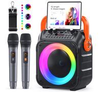 Ankuka Karaoke con Microfono Karaoke Professionale Completo Karaoke per Adulti con 2 Microfoni Wireless Cassa Bluetooth Potatile con PA Sistema, Supporta Bluetooth/TF/USB/AUX/FM/TWS(Arancione)