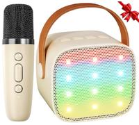 Ankuka Karaoke per Bambini Karaoke con Microfono Karaoke Cassa Bluetooth con 1 Microfono, Regalo Bambina Giochi Bimba Regalo Compleanno per 3, 4, 5, 6, 7, 8, 9,10,11,12+ Anni (Beige)