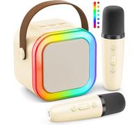 Ankuka Microfono Bambini Karaoke con Microfono per Bambini 4 5 6 7 8 9 Anni, Microfono Karaoke Bluetooth con Effeti Cambia Voce, Giochi Bambini Regalo Bambini per Compleanno Natale(Beige)