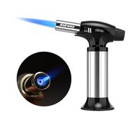 Ankway Bruciatore flamber da cucina, ricaricabile, bruciatore a gas butano regolabile con serratura di sicurezza per crema brulee,butano non incluso (Argento)