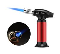 Ankway Bruciatore flamber da cucina, ricaricabile, bruciatore a gas butano regolabile con serratura di sicurezza per crema brulee,butano non incluso (Rosso)