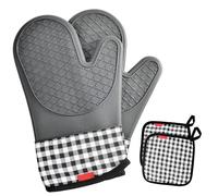 Ankway guanti da forno e presine, da cucina con sottopentola e sottopentola, resistenti al calore, antiscivolo con impugnatura ruvida moderno 4 pcs