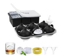 Ankway Set di 2 grandi stampi per cubetti di ghiaccio, in silicone, 5 cm, 6 scomparti, con imbuto, stampo per cubetti di ghiaccio, senza BPA, per whisky, cocktail, cioccolato, caramelle