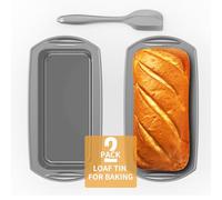 Ankway Stampo in silicone per pane rettangolare con raschietto per pasta, set di 2 stampi antiaderenti in silicone per torte e pane, 28 x 14,3 x 6,3 cm, grigio