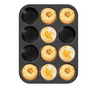 Ankway Stampo Muffin 12er, Stampi in Silicone Per Dolci, Teglia da Forno Antiaderente, senza BPA, facile da pulire per Muffin, Cupcake, Brownies, Budini, Mini Muffin 32 X 24 X 3cm(Nero)