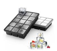 Ankway Stampo per cubetti di ghiaccio con coperchio, confezione da 2 contenitori per cubetti di ghiaccio in silicone, 30 scomparti da 3 cm, senza BPA, per bevande, tè freddo, gelato, porridge per