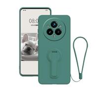 Anlalish Compatibile con Custodia Realme 14 Pro Plus con supporto ad anello, in silicone, custodia per Realme 14 Pro Plus 5G con corda a 360 gradi, custodie per evitare la perdita antiurto (verde