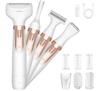 ANLAN Rasoio da donna 4 in 1 per bikini bagnato e asciutto, IPX6, impermeabile, ricaricabile, per luce LED, indolore, per viso, corpo, gambe, bikini e sopracciglia