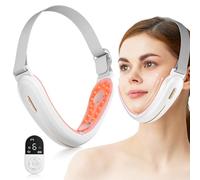 ANLAN Sollevamento del Collo V-Face, EMS Massaggiatore Facciale con Calore, Sollevamento e Raffermante con Fototerapia Rossa e Blu, 6 Modalità, Tipo-C (Bianco)
