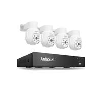 Anlapus 2MP PTZ Kit Telecamera di Sorveglianza Esterno con Cavo DVR 8CH 5MP | Rilevamento Umano/Veicolo, Telecamera di Sicurezza Rotazione 360°, Registrazione 24/7, Avviso Istantaneo via APP gratuita