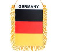 Anley 10,2x15,2 cm Germania sfrangiata bandiera da appendere alla finestra - mini bandiera striscione e decorazione per specchietto retrovisore per auto - bandiera tedesca da appendere con ventosa