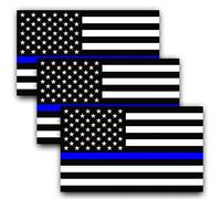 ANLEY 5 X 3 pollici Decalcomania Adesivo Bandiera USA Linea Blu - Striscia Riflettente Bianca Blu E Nera Adesivi Auto Bandiera Americana - Per Supportare Polizia E Forze Dell'Ordine (confezione da 3)