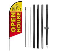 Anley 7,5 FT Kit Bandiera a Goccia Open House con Palo e Picchetto - Bandiere Pubblicitarie da Esterno - Insegna per Case, proprietà Immobiliari, Eventi Open House - Resistente alle Intemperie