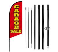 Anley 7,5 FT Kit Bandiera a Goccia Vendita di Garage con Palo e Picchetto - Bandiere Pubblicitarie da Esterno-Insegna per Vendita di Garage, Vendite di Quartiere, Mercatini-Resistente alle Intemperie