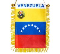 Anley Bandiera Pendente da Finestrino del Venezuela 4 x 6 Pollici con Frange - Mini Bandiera e Decorazione per lo Specchietto Retrovisore dell’Auto - Doppia Faccia con Ventosa