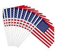 Anley Bandiera USA Stick, American US 5x8 Pollici (12 X 20 cm) Mini Bandiera Portatile con Asta Solida Bianca da 12 "(30 cm) - Colore vivido e Resistente allo sbiadimento - Stati Uniti Bandierine