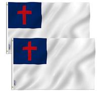 Anley Confezione da 2 Bandiera Cristiana Fly Breeze 3x5 Piedi - Colore vivido e Resistente allo sbiadimento UV - Testata in Tela e Doppia Cucitura - Bandiere religiose in Poliestere