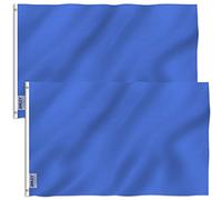 Anley Confezione da 2 Fly Breeze 3x5 Piede Bandiera Blu Solido - Colore vivido e Resistente allo sbiadimento UV - Intestazione in Tela e Doppia Cucitura - Bandiere Blu in Poliestere