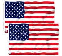 Anley Confezione da 2 Fly Breeze 3x5 Piedi Bandiera Americana in Poliestere Americano - Colore vivido e Resistente allo sbiadimento UV - Testata in Tela e Doppia Cucitura - Bandiere USA