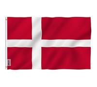 Anley Fly Breeze 3x5 Piedi Bandiera Danimarca - Colore Vivido e Resistente Ai Raggi UV - Testata in Tela E Doppie Cuciture - Bandiera Nazionale Danese Poliestere Anelli Ottone 3 X 5 Piedi