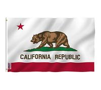 Anley Fly Breeze 3x5 Piedi Bandiera dello Stato della California - Resistente ai Colori e allo scolorimento UV - Intestazione in Tela e Doppia Cucitura - Calif. CA Flag Poliestere con passacavi