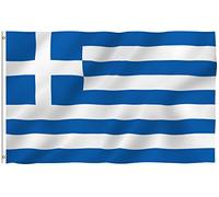 ANLEY Fly Breeze 3x5 Piedi Bandiera Grecia - Colore Vivido e Resistente Ai Raggi UV - Testata In Tela E Doppie Cuciture - Bandiera Nazionale Greca Poliestere Anelli Ottone 3 X 5 Piedi