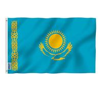 ANLEY Fly Breeze 3x5 piedi Bandiera Kazakistan - Colore vivido e resistente allo sbiadimento UV - Intestazione in tela e doppia cucitura - Bandiere Repubblica del Kazakistan Poliestere con passacavi