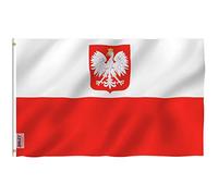 ANLEY Fly Breeze 3x5 Piedi Bandiera Polonia Ensign - Colore Vivido e Resistente Ai Raggi UV - Testata In Tela E Doppie Cuciture - Bandiera Polacca Aquila In Poliestere Anelli Ottone
