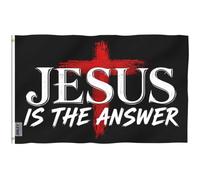 Anley Fly Breeze Jesus Is the Answer Flagge 3x5 Ft - Canvas-Kopfband und Doppelnähte - Christliche Polyesterflagge mit Messingösen