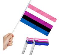 Anley Genderfluid Mini Flag Confezione da 12 - Bandiere in miniatura Genderfluid Rainbow LGBT da tenere in mano su stick- 5x8 pollici con asta solida e parte superiore della lancia