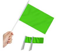 Anley Green Mini Flag Confezione da 12 - Bandiere in Miniatura Tenute in Mano in Miniatura Verde Solido su Stick - 5x8 Pollici con Asta Solida e Parte Superiore della Lancia