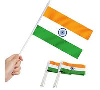 Anley India Mini Flag 12 Pack - Bandiere Indiane in Miniatura Piccole tenute in Mano su Bastone - Colori Vivaci e Resistenti allo sbiadimento - 5 x 8 Pollici con Asta Solida e Punta a Lancia