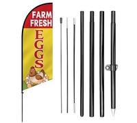 Anley Kit bandiera feather 7,5 ft Farm Fresh Eggs - Bandiera pubblicitaria esterna con asta e picchetto - Insegna uova fresche per stand agricoli e vendite su strada - Resistente al meteo